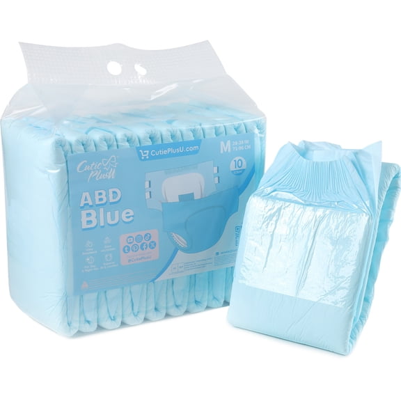 CutiePlusU Disposable Adult Diaper Heavy Absorption Dry Surface All Night- Blue 10 Pieces(Large 36"-46")