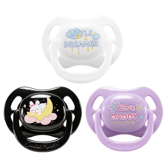 CutiePlusU Large Size Pacifier Big Shield 3 Count Soother White Black Violet