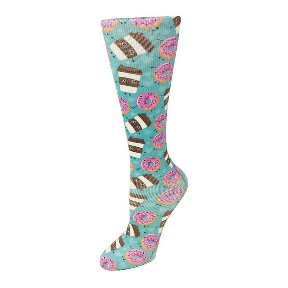 Cutieful Compression Socks Prints Color: Coffee and Donuts, Size: OS