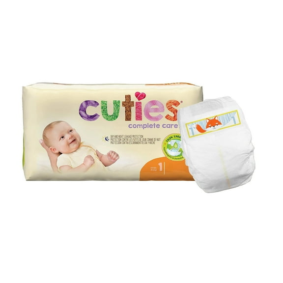Cuties Baby Diaper Size 1, day and night protection 8 to 14 lbs., 25 Count, 1 Pack