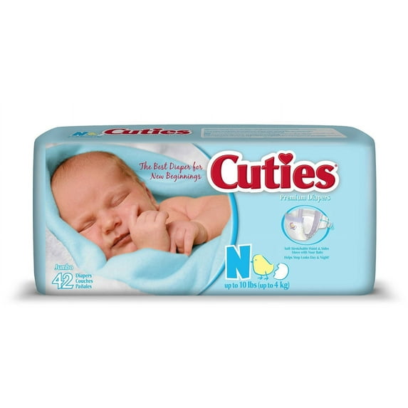 Cuties Baby Diapers, Size Newborn, 42 Diapers