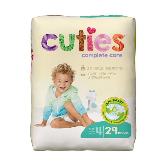 Cuties Complete Care Baby Diaper Size 4, 22 to 37 lbs. CCC04, 116 Ct