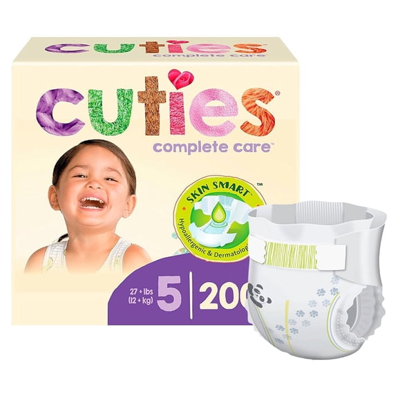 Cuties Baby Diaper Size 5, day and night protection Over 27 lbs., 25 Count, 1 Pack