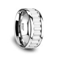 thumbnail image 1 of Cutlass Tungsten Carbide Wedding Band With Gear Teeth Inlay Polished Edges 9mm, 1 of 2