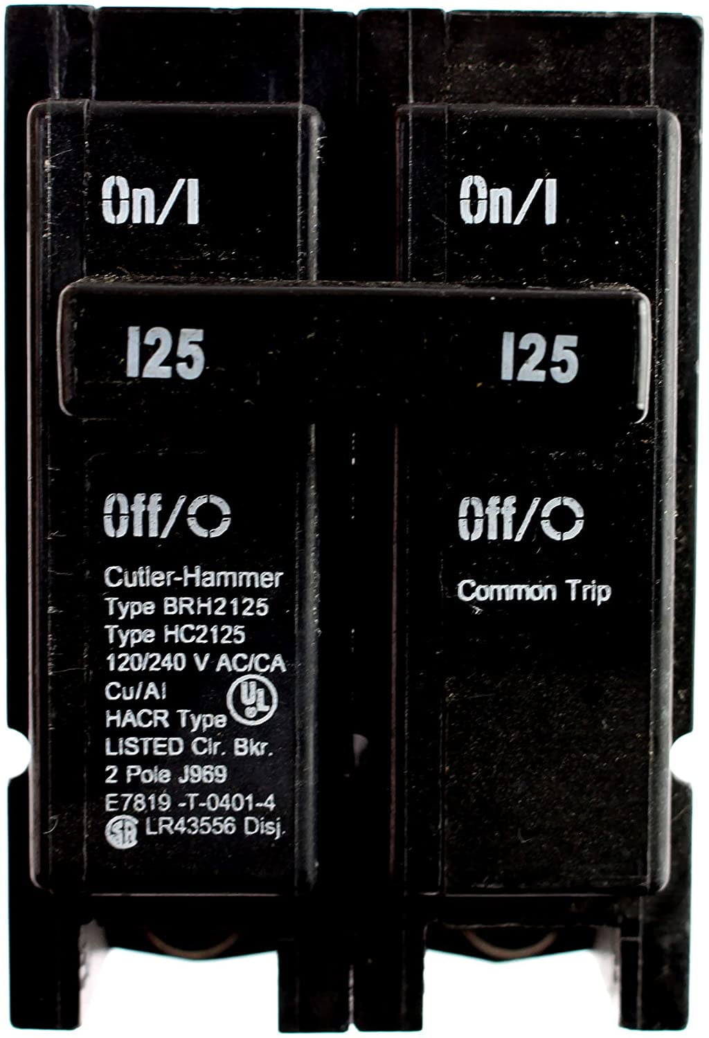 Cutler Hammer Eaton BRH2125 Circuit Breaker BR Type, 125A, 2 Pole, 120V