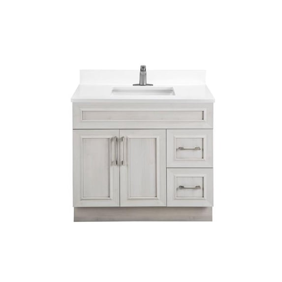 Cutler Kitchen & Bath CCMCTR30RHT 36.5 x 30 x 21 in. Transitional 1 Door 2 Drawer Right Hand Vanity with Top, Wood - Meadows Cove