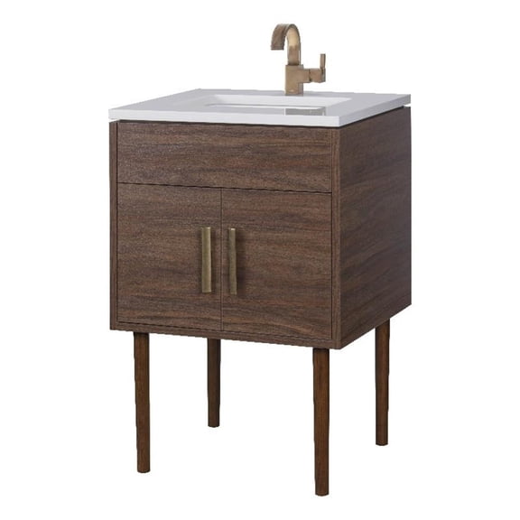 Cutler Kitchen and Bath Garland 24" Wood/Granite Bathroom Vanity in Brown/White