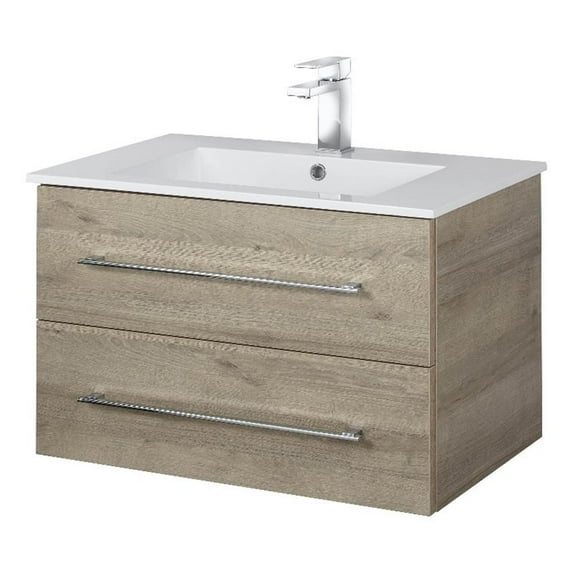 Cutler Kitchen and Bath Kato 30" Wood/Cultured Marble Bathroom Vanity in Oak