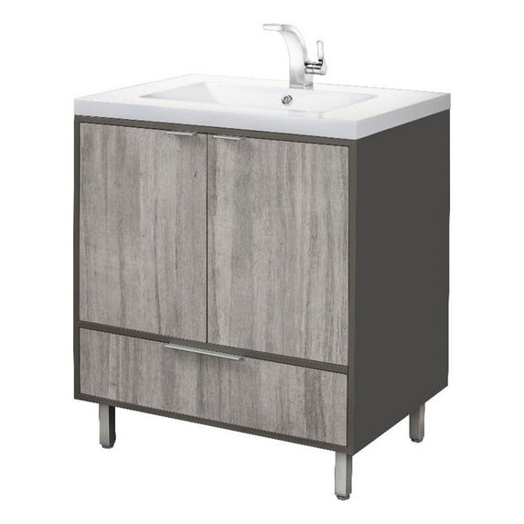 Cutler Kitchen and Bath London 36" Wood/Cultured Marble Bathroom Vanity in Gray