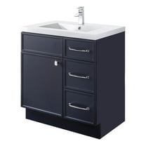 Cutler Kitchen and Bath Manhattan 30" Wood/Marble Bathroom Vanity in Blue