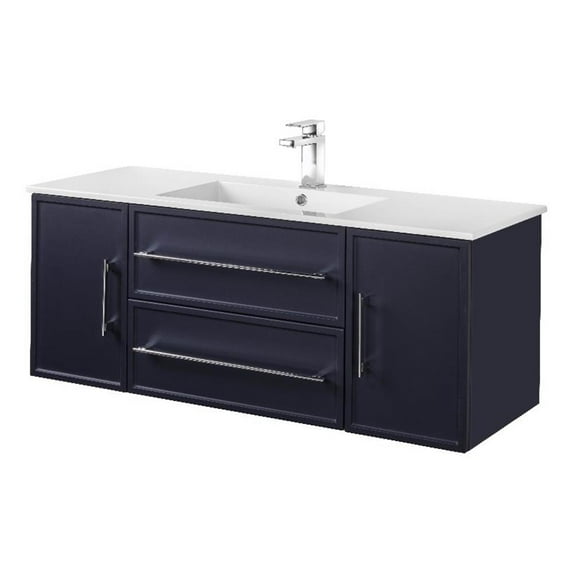 Cutler Kitchen and Bath Milano 48" Wood/Cultured Marble Bathroom Vanity in Blue