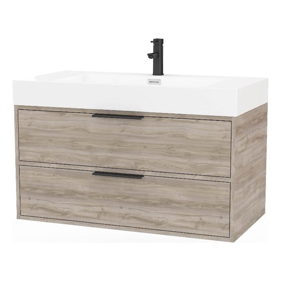 Cutler Kitchen and Bath Savoy 30" Wood Wall Mount Bathroom Vanity in Silk Brown