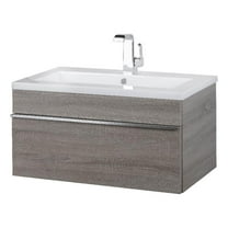 Cutler Kitchen and Bath Trough 30" Wood/Cultured Marble Bathroom Vanity in Gray