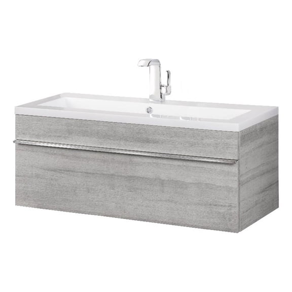 Cutler Kitchen and Bath Trough 42" Cultured Marble/Wood Bathroom Vanity in Gray