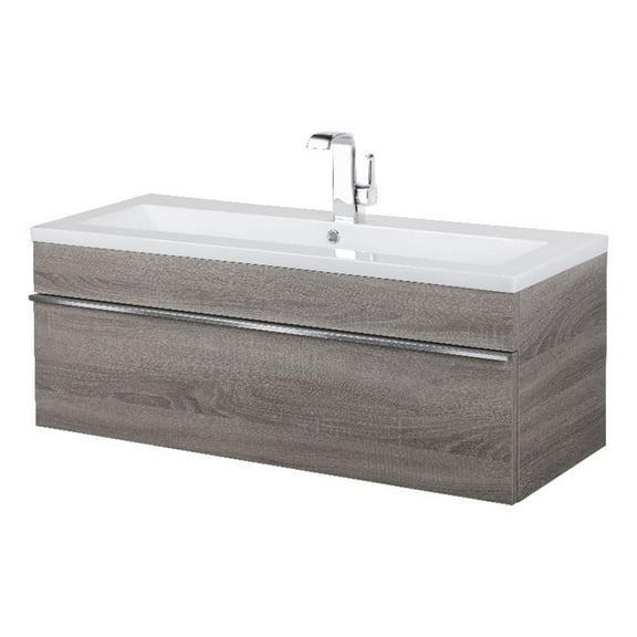 Cutler Kitchen and Bath Trough 42" Wood/Cultured Marble Bathroom Vanity in Gray