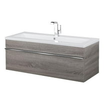 Cutler Kitchen and Bath Trough 42" Wood/Cultured Marble Bathroom Vanity in Gray