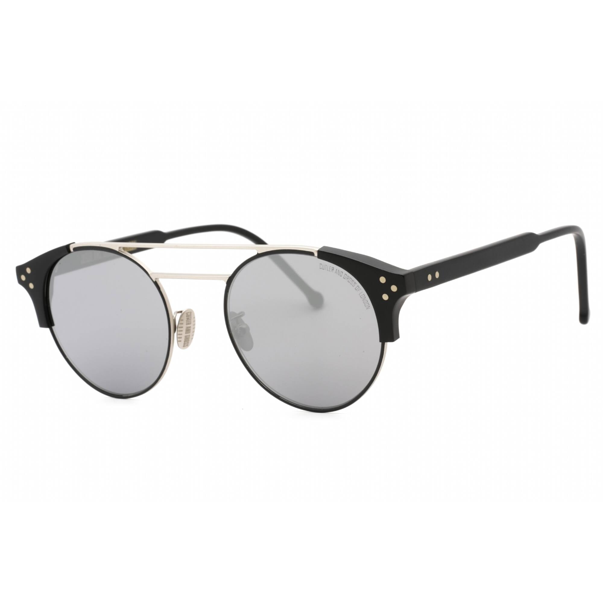 Cutler and Gross CG1271S 001 Men's Silver/Black Round Sunglasses