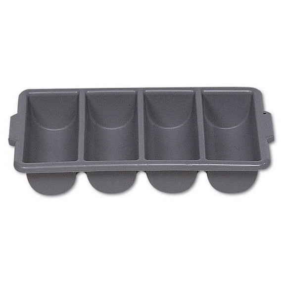 Cutlery Bin, 4 Compartments, Plastic, 11.5 x 21.25 x 3.75, Plastic, Gray | Bundle of 2 Each