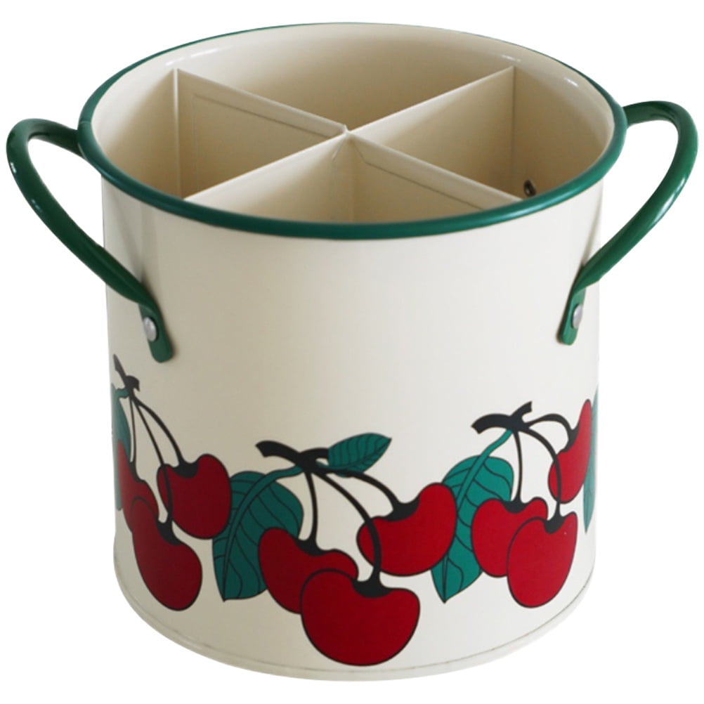 Cutlery Bucket Drainer Basket Flatware Kitchenware Bucket Enamel