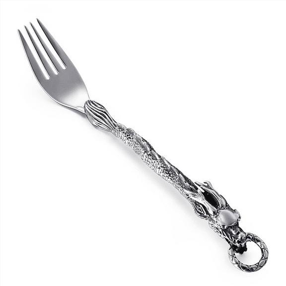 Cutlery Chinese Zodiac Dragon Western-Style Fork Trend Punk Wind Stainless Steel Portable Tableware