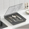 thumbnail image 1 of Cutlery Organizer with Lid, 33cm Drawer Table Top Storage Tray with Raised Partitions, 1 of 5
