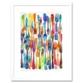 thumbnail image 1 of Cutlery Pattern Multicoloured Forks Watercolour Painting Artwork Framed Print Wall Art 9X7 Inch, 1 of 5