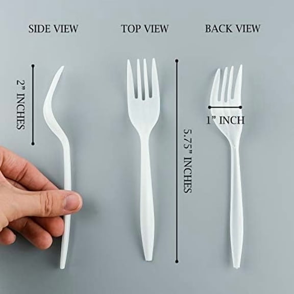 Cutlery Plastic Forks Medium Weight Disposable Silverware (White,1000 Forks)