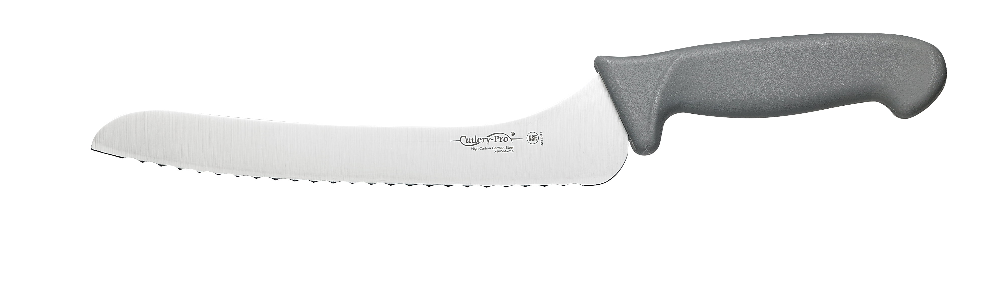 Cutlery-Pro Gourmet Chef Offset Bread Knife, Cat Cora Approved, NSF, German Carbon Steel, 9-Inch Blade