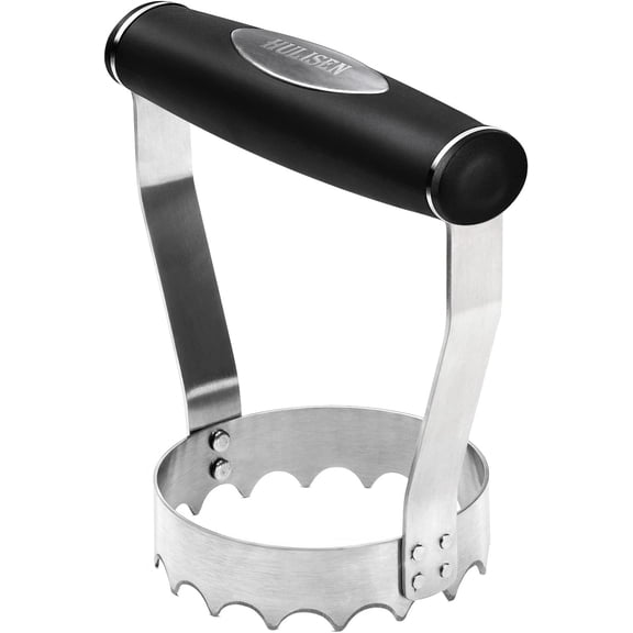 Cutlery Serrated Food Chopper, 3 Inch Stainless Steel Manual Hand Chopper with Grip Handle & Serrated Tooth Edge, Handheld Chopper, Chop Cabbage, Egg, Nut, Ground Meat, Vegetable for Salad