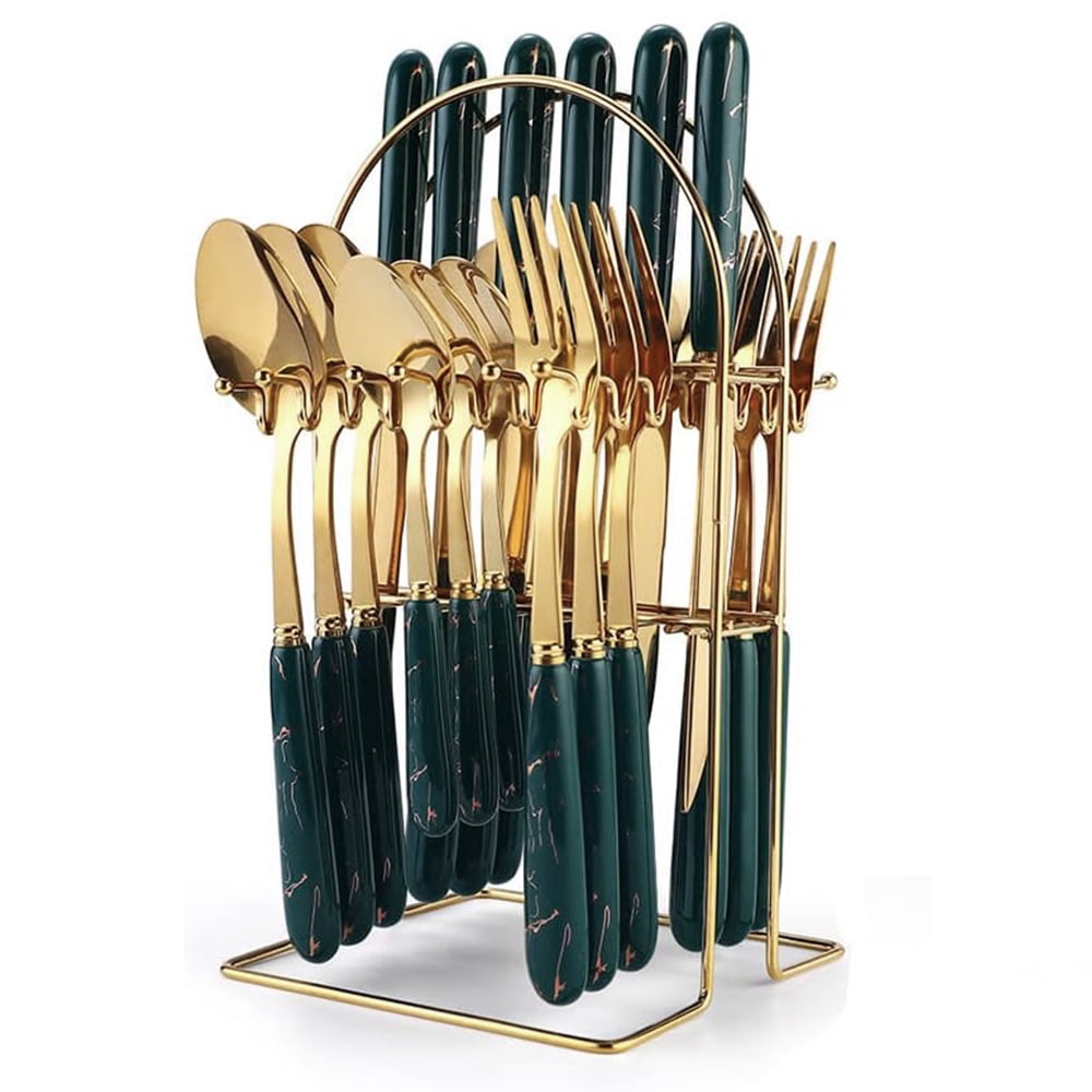 Cutlery Set for 6 People, Christmas Elegant Flatware Set, 24Piece