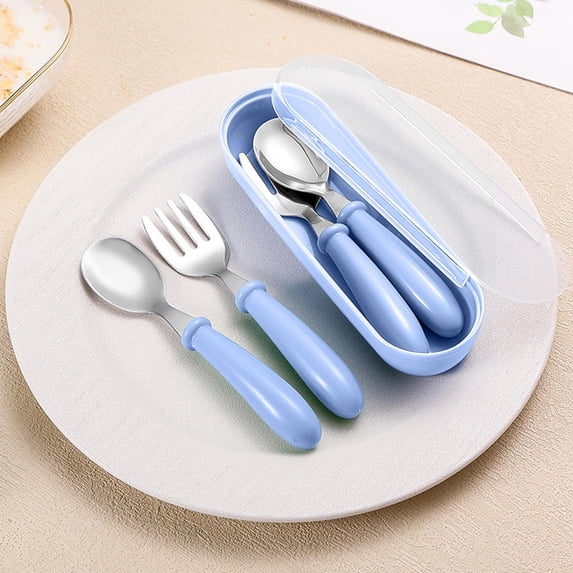 Portable Stainless Steel Cutlery Set, Spoon & Fork with Storage Box, Compact Travel Tableware for Outdoor Picnics & Office Lunch