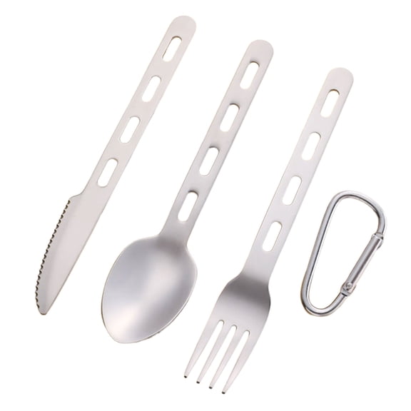 Cutlery Set with Practical Hook Stainless Cutter and Fork Flatware Camping Utensil Set for Picnics, School, and