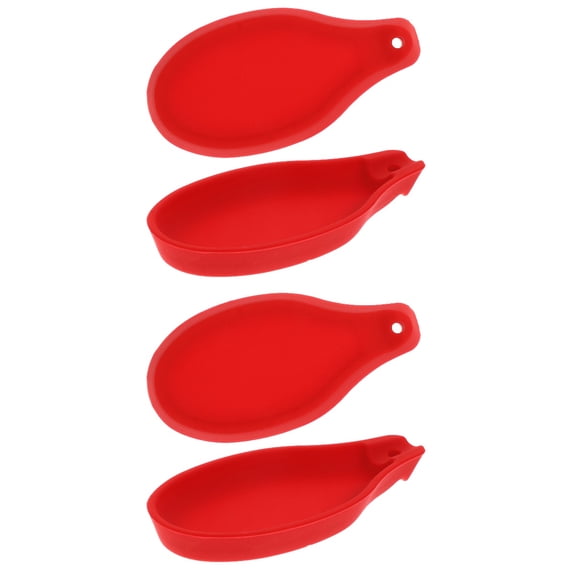 Cutlery Spoon Holder Home Rest Utensils Storage Rack Silica Gel Chopstick 4 Pcs Red