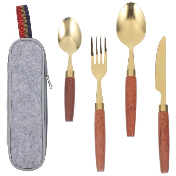 FENGGUIQU 1Set Golden Stainless Steel Cutlery Kit Durable Kitchen Flatware for Home and Restaurant Use