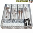 thumbnail image 1 of Cutlery Tray Organizer Small Kitchen Drawer Metal Mesh Five Compartments Storage, 1 of 5