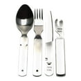 thumbnail image 1 of Cutlery set 4 pieces Eating utensils military style spoon fork knife kit flatware multi-tool Camping bottle can opener stainless steel NEW, 1 of 8