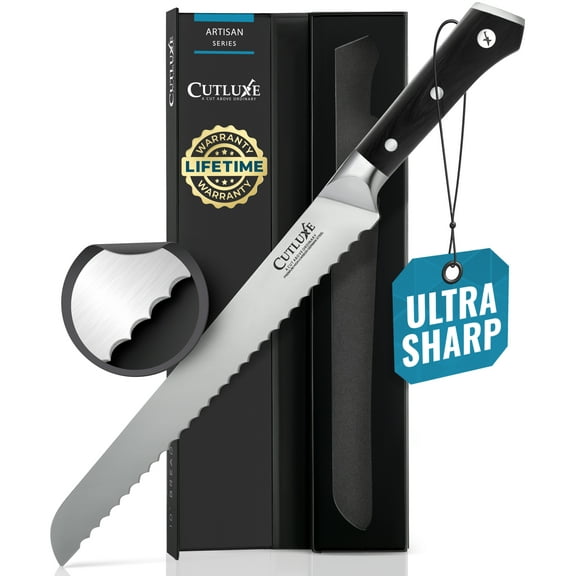 Cutluxe Bread Knife 10 Serrated Edge Knife Forged of High Carbon German Steel Artisan Series