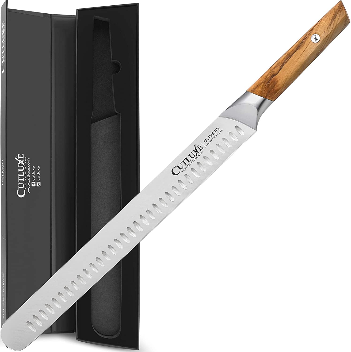 Damask brisket knife, 26cm, adelmayer®, 1 piece, wooden box