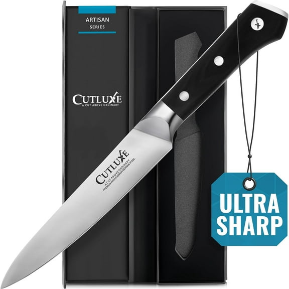 Cutluxe Utility Knife - 5.5 inch Kitchen Petty Knife - High Carbon German Steel - Artisan Series