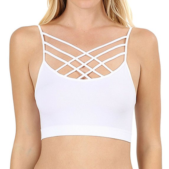 Cutout Bralette Sports Bra Crop Top Caged Strappy Criss Cross Cleavage Workout