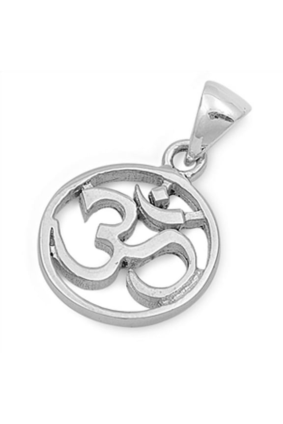 Cutout Circle Om Symbol Pendant .925 Sterling Silver Medallion Meditation Charm Jewelry Female