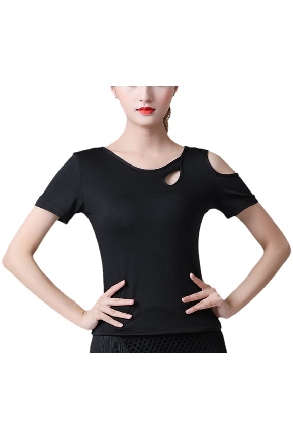 Cutout Cold Shoulder T Shirt Tops For Latin Ballroom Salsa Tango Cha Cha Cha Dancing