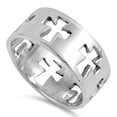 thumbnail image 1 of Cutout Cross Eternity Wide Christian Ring .925 Sterling Silver Band Jewelry Female Male Size 6, 1 of 4