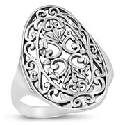 SAC SILVER Cutout Filigree Design Ring .925 Sterling Silver Band Jewelry Female Male Unisex Size 6