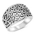 thumbnail image 1 of Cutout Flower Floral Statement Ring .925 Sterling Silver Band Jewelry Female Male Unisex Size 11, 1 of 4