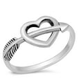 thumbnail image 1 of Cutout Heart Shooting Arrow Promise Ring 925 Sterling Silver Band Jewelry Female Male Unisex Size 4, 1 of 4