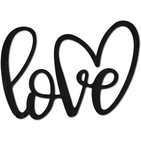 Cutout Love Wood Sign Unfinished Wooden Love Sign Wooden Word Hanging Wall Art Decor Sign Sculpture Love Letter DIY Block Ornaments for Farmhouse Front Door Home Decorations 11x8 Inch-Black for DIY