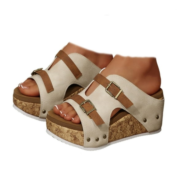 Cutout Platform Wedge Sandals, Summer Comfy Platform Sandals For Women,Cork Wedge Shoes For Women