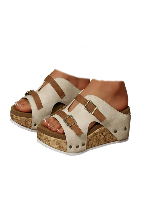 Cutout Platform Wedge Sandals, Summer Comfy Platform Sandals For Women,Cork Wedge Shoes For Women