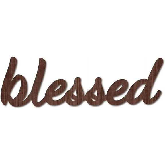 Cutout Sign Blessed Wooden Wall Art Decor Wood Word Sculpture Signs Rustic Farmhouse for Housewarming Home Front Door Entryway Wall Decoration Brown 11.9 x 3.6inch Camel